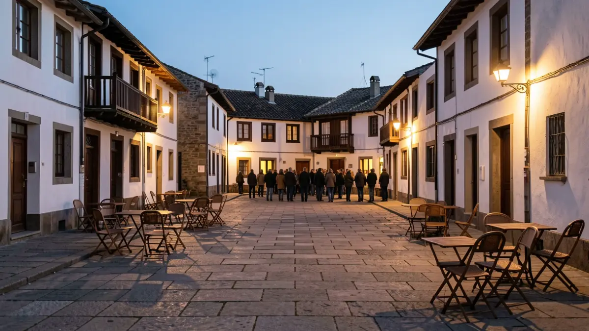 Imagen genérica de una plaza vacía al atardecer, con luces naturales.