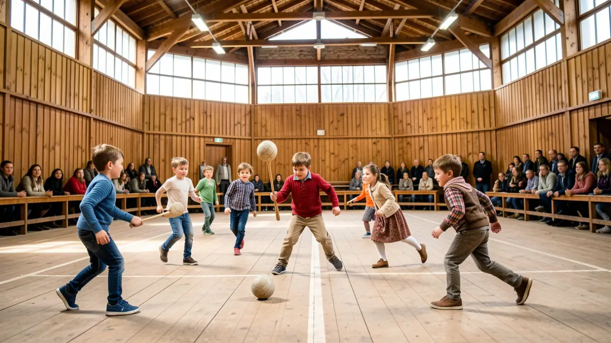 Generic image of young pelota players in a fronton court.