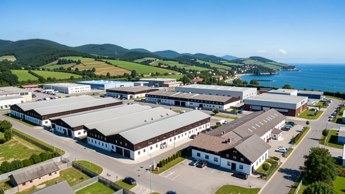 Generic image of industrial parks with Basque Country landscape.
