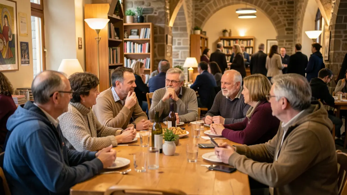 Imagen genérica: Grupo de personas reunidas en un centro cultural del País Vasco, enfrascadas en una conversación.