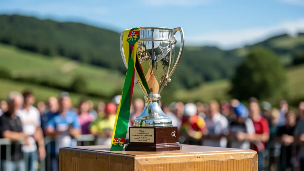 Champion's trophy with the Basque flag.