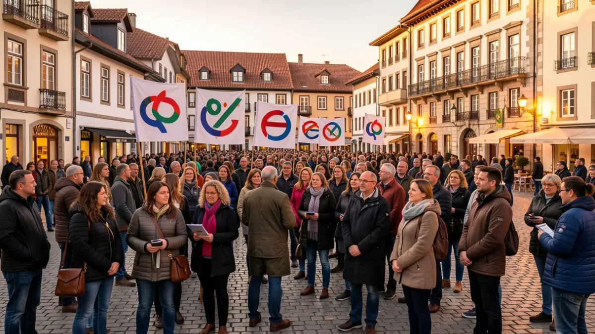 Imagen genérica: Un acto de EH Bildu en la plaza Areizaga-Kalebarren de Urretxu-Zumarraga.
