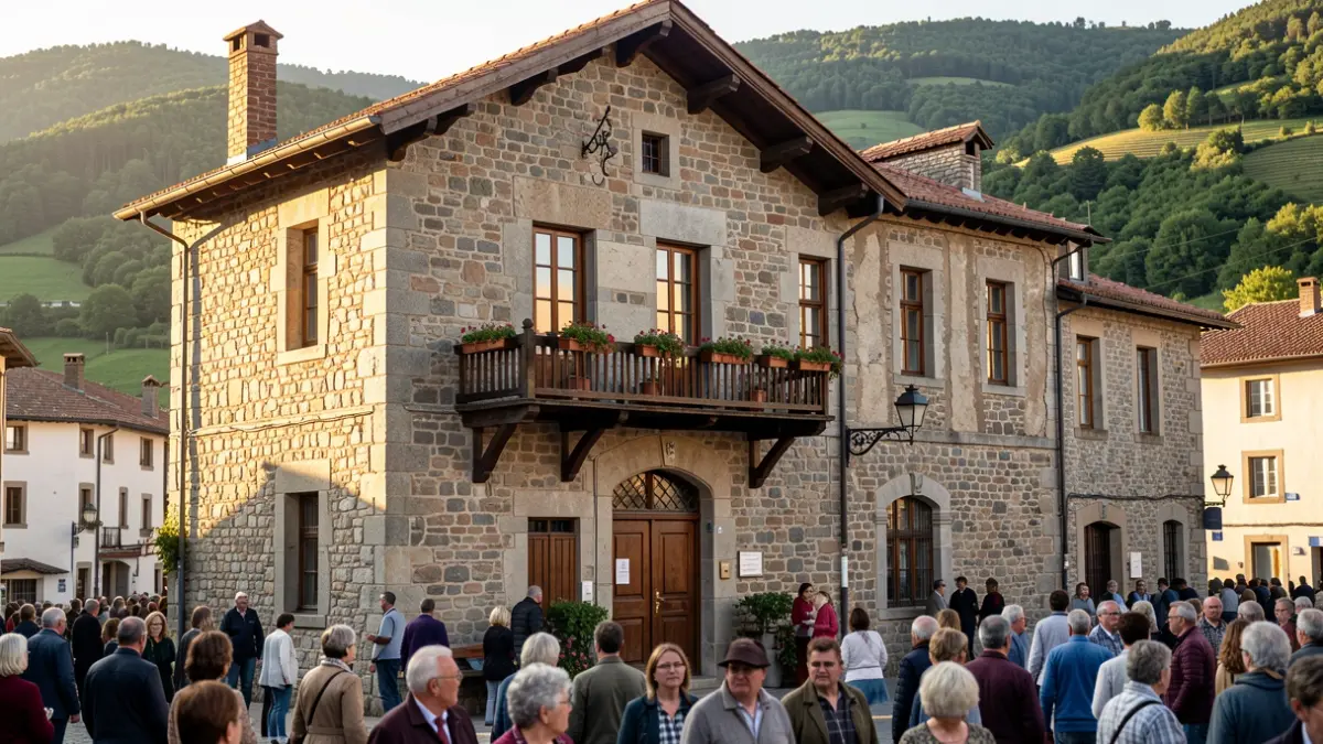 Generic image: Facade of the Zumarraga town hall in sunlight.