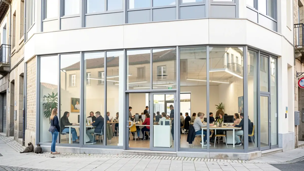 Generic image of a modern co-working space facade.