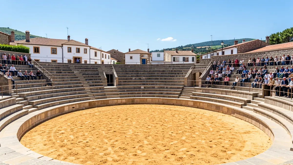 Generic image: View of the bullring in Azpeitia, empty under the sun.