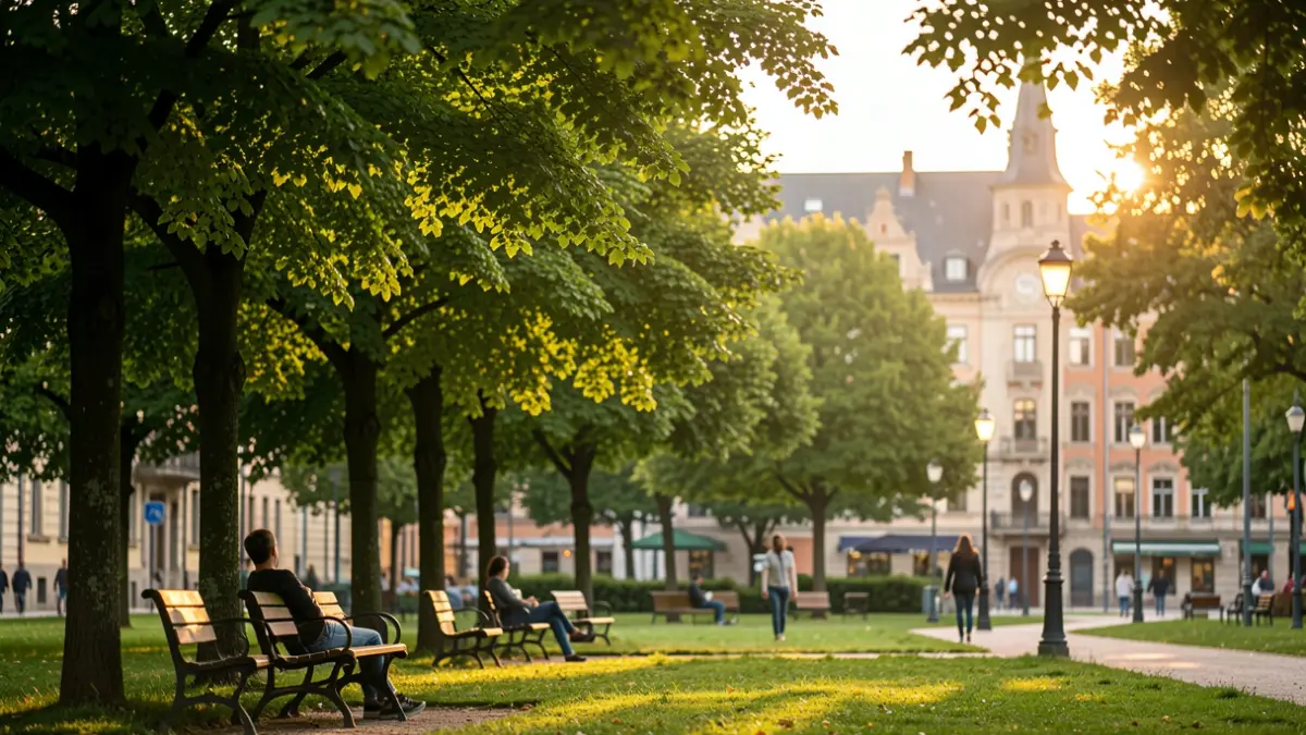 Imagen genérica: Parque tranquilo en Vitoria-Gasteiz, luz de tarde.
