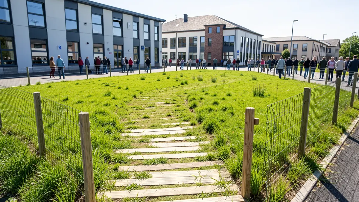 Generic image: A new green area for a children's school with an access ramp.