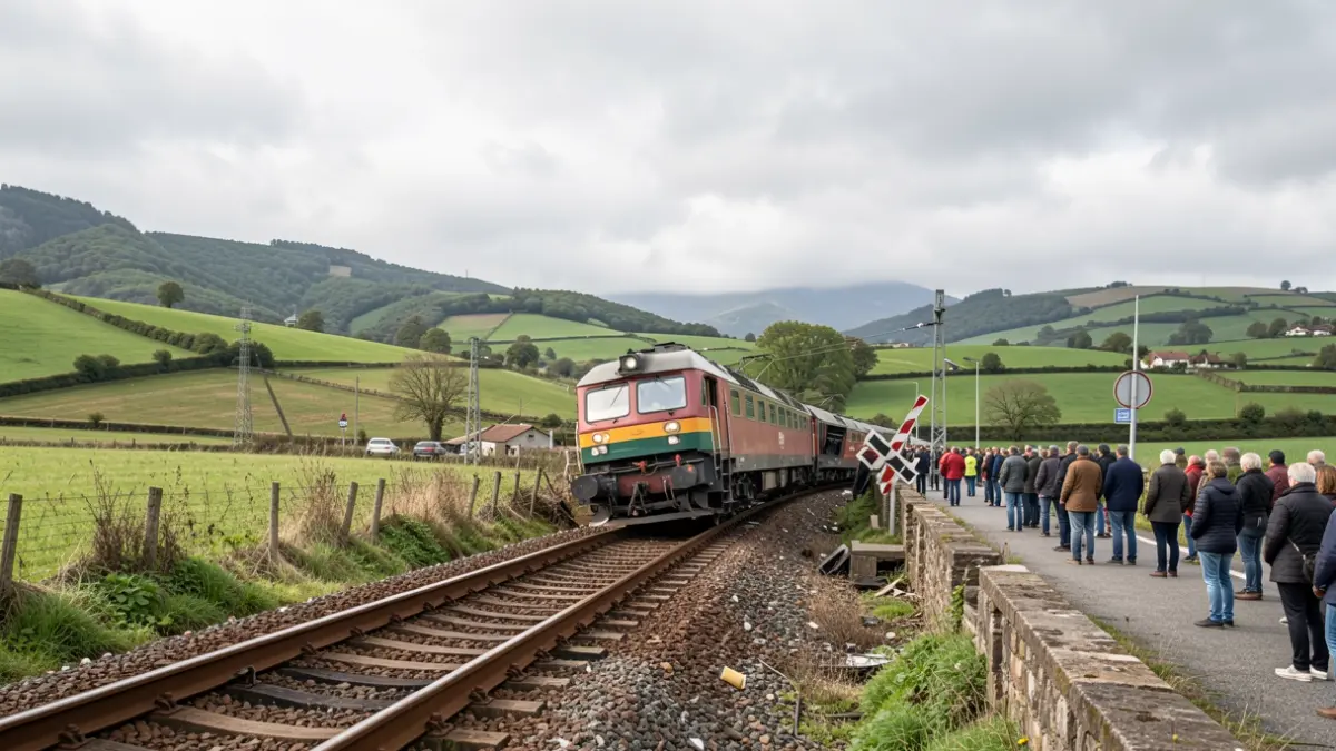 Un tren descarrilado entre Zarautz y Zumaia.