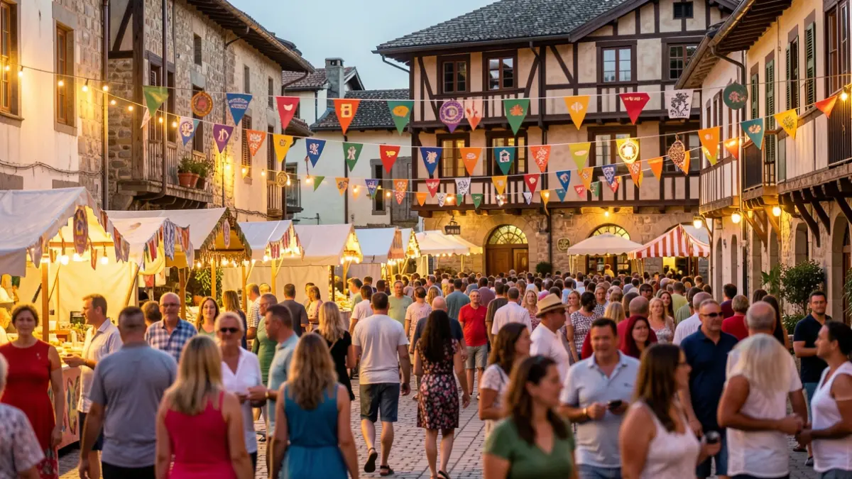 Generic image: Summer festival atmosphere in Zarautz, with crowds and colorful lights.