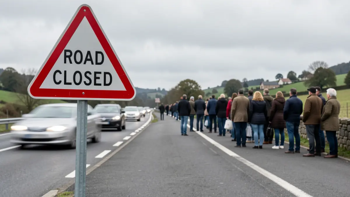 Generic image of a closed road and traffic.