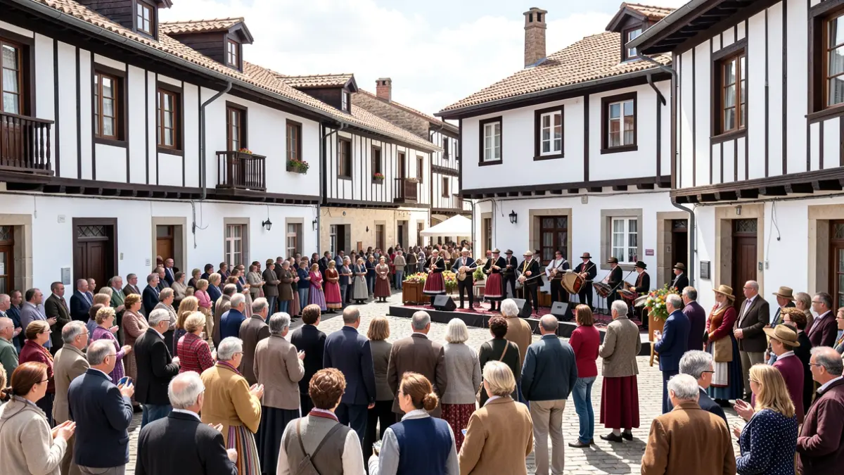 Generic image: People in a festive atmosphere in a Basque Country square.