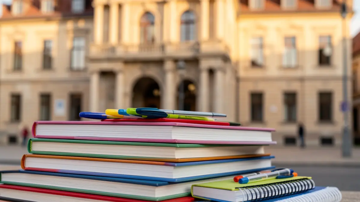 Generic image: Zumarraga town hall facade and school supplies.