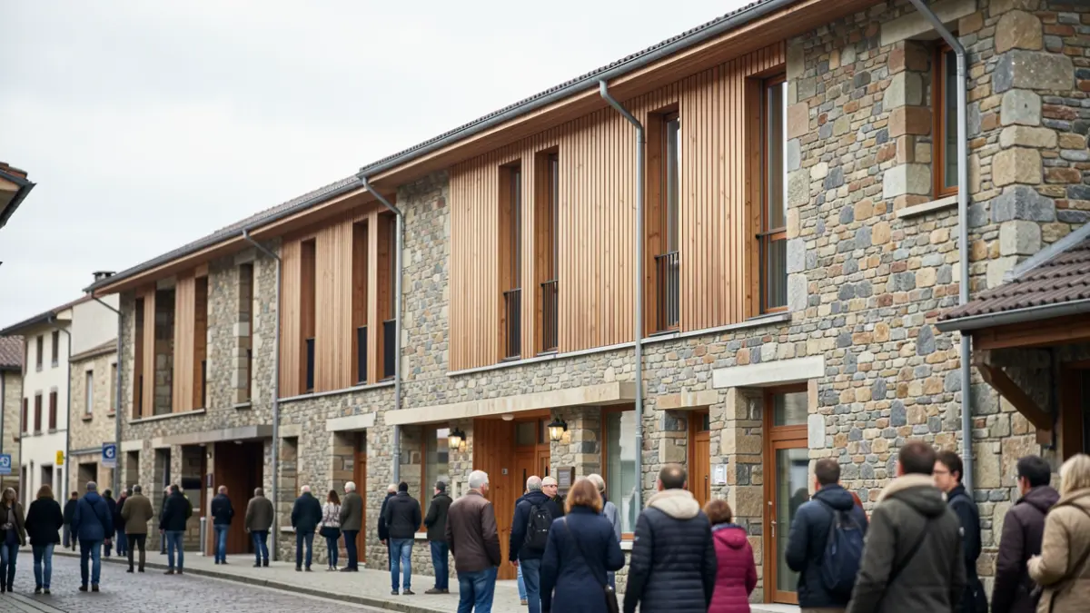 Facade of a residential building with contemporary architecture.