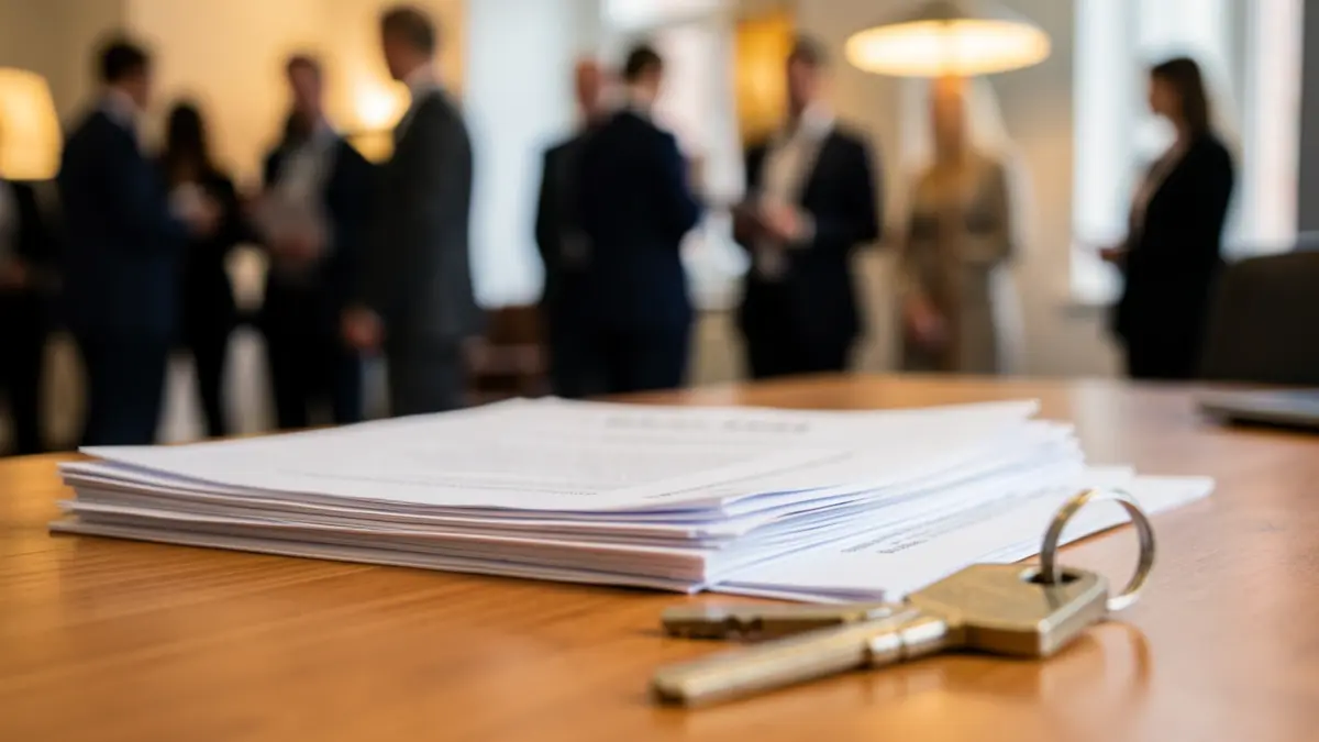 Contratos de alquiler de vivienda y llaves sobre una mesa.