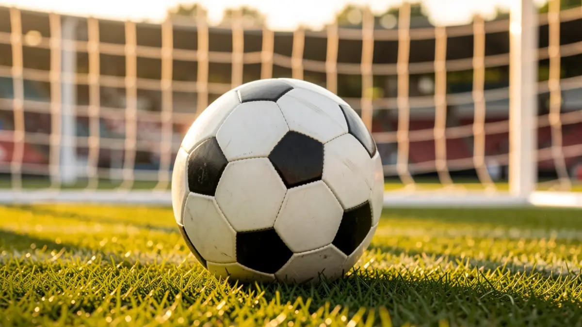 Un balón de fútbol en un campo.