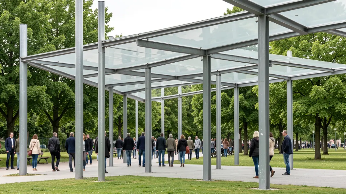 Representation of the canopy project for the playground area in Araba park.