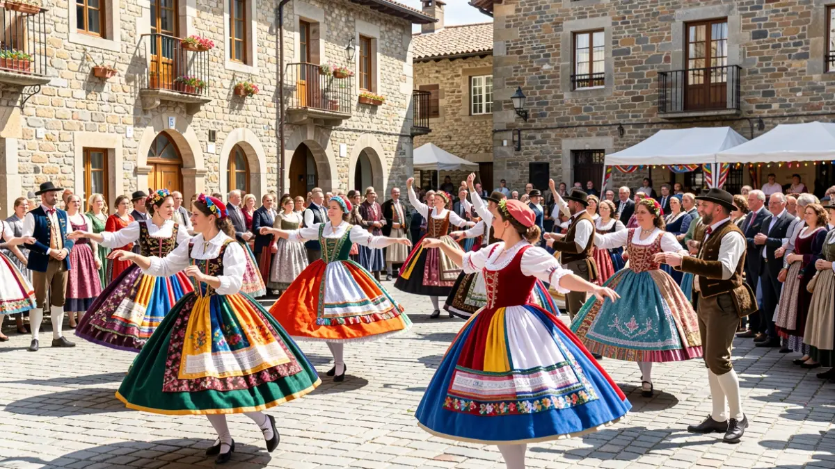 Generic image depicting a scene of a Basque dance exhibition during the Santioak festival in Astigarraga.