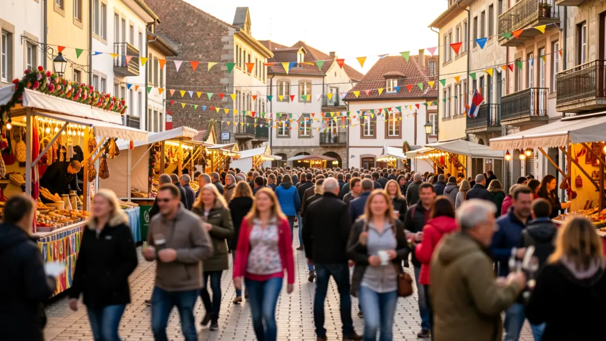 Generic image of a town square in a festive atmosphere in Euskadi.