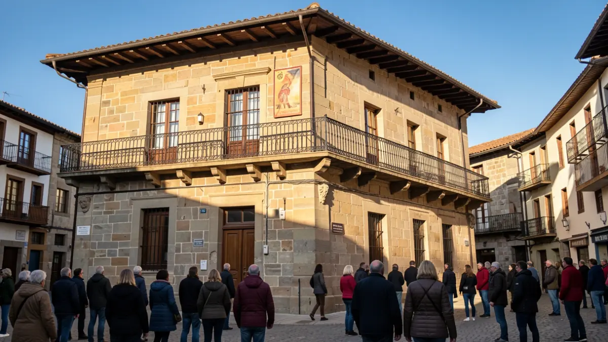 Facade of the Azpeitia town hall during the San Ignacio festivities.