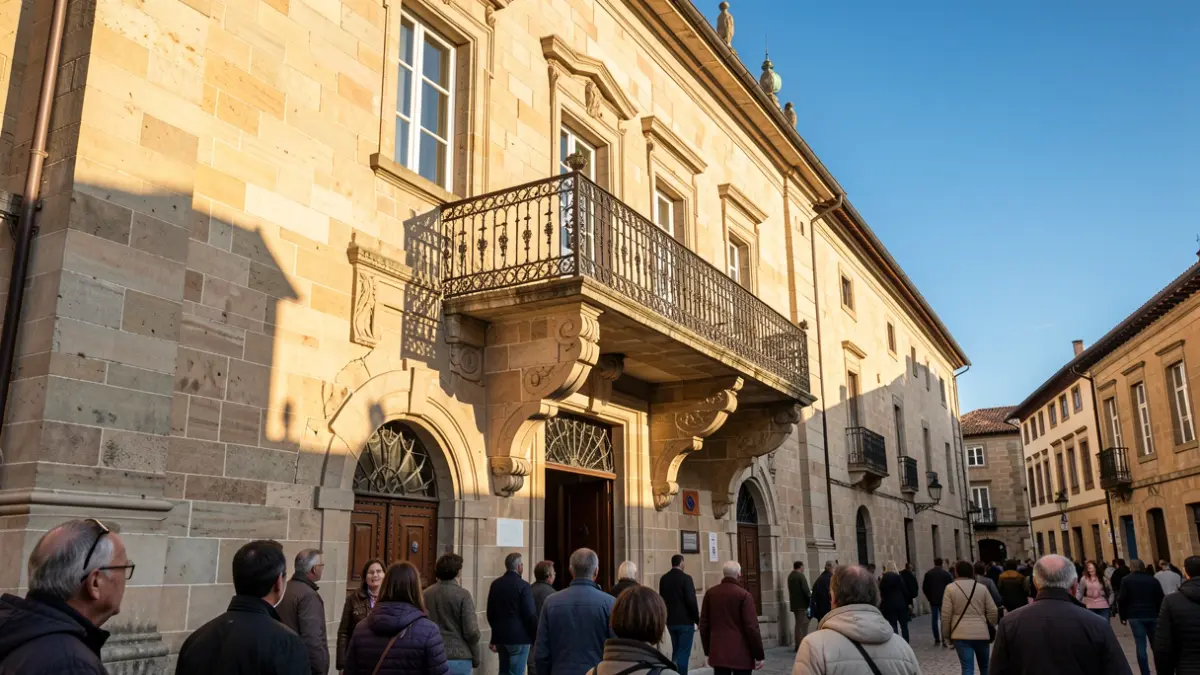 Bergarako udaletxearen fatxada, ekitaldi instituzionalen eszenatoki gisa.