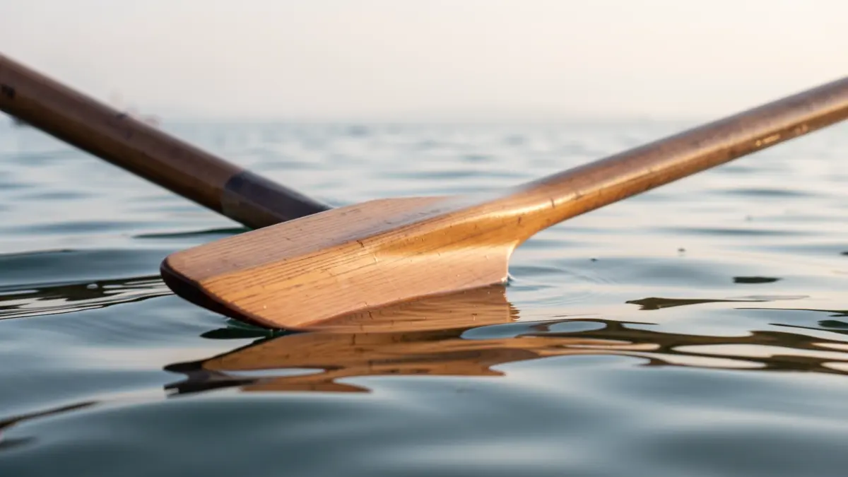 Imagen de un remo sobre el agua en el contexto de una regata.