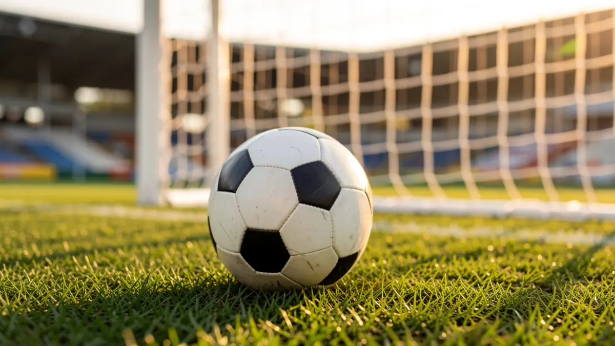 Soccer ball on the grass, in the context of the Donosti Cup tournament.