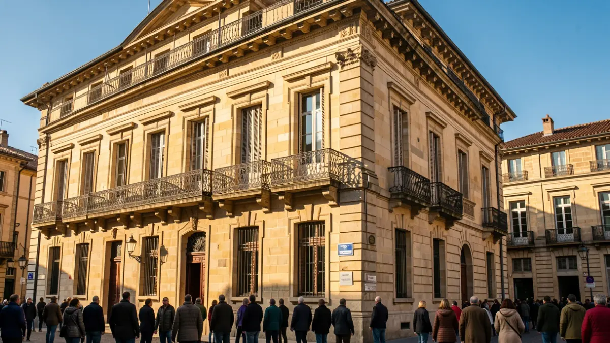 Fachada soleada del Ayuntamiento de San Sebastián.