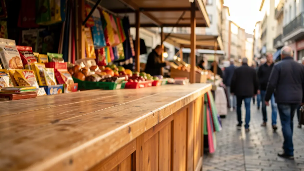 Image of a stall at a commercial fair in Eibar.