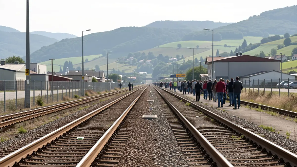 View of the railway tracks in Elgoibar, the area where the new footbridge will be built.