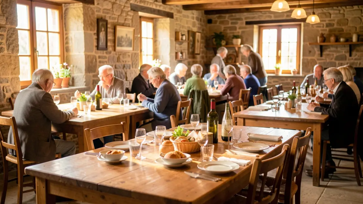 Image of the social dining hall, with a pleasant and communal atmosphere.
