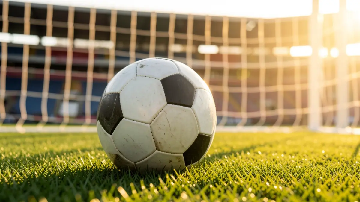 A soccer ball on the pitch, in the context of the Donosti Cup tournament.