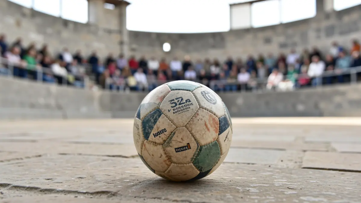 Pilota bat frontoiko lurrean.