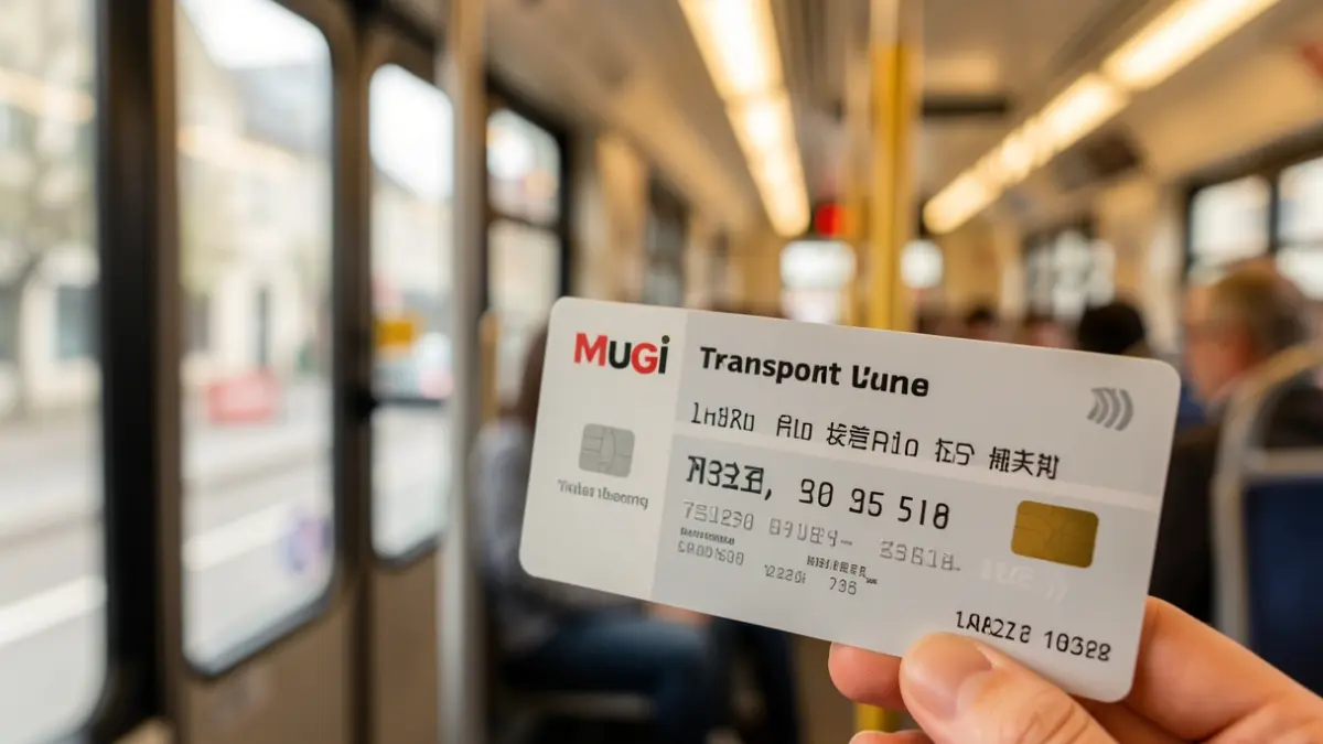 Imagen cercana de una tarjeta Mugi, como símbolo del transporte público.
