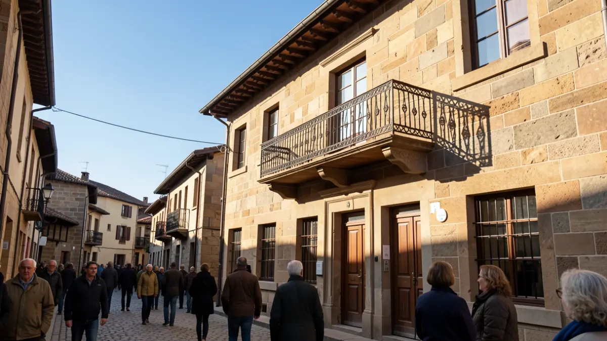 Facade of the Ordizia town hall during the start of the Santa Ana festivities.