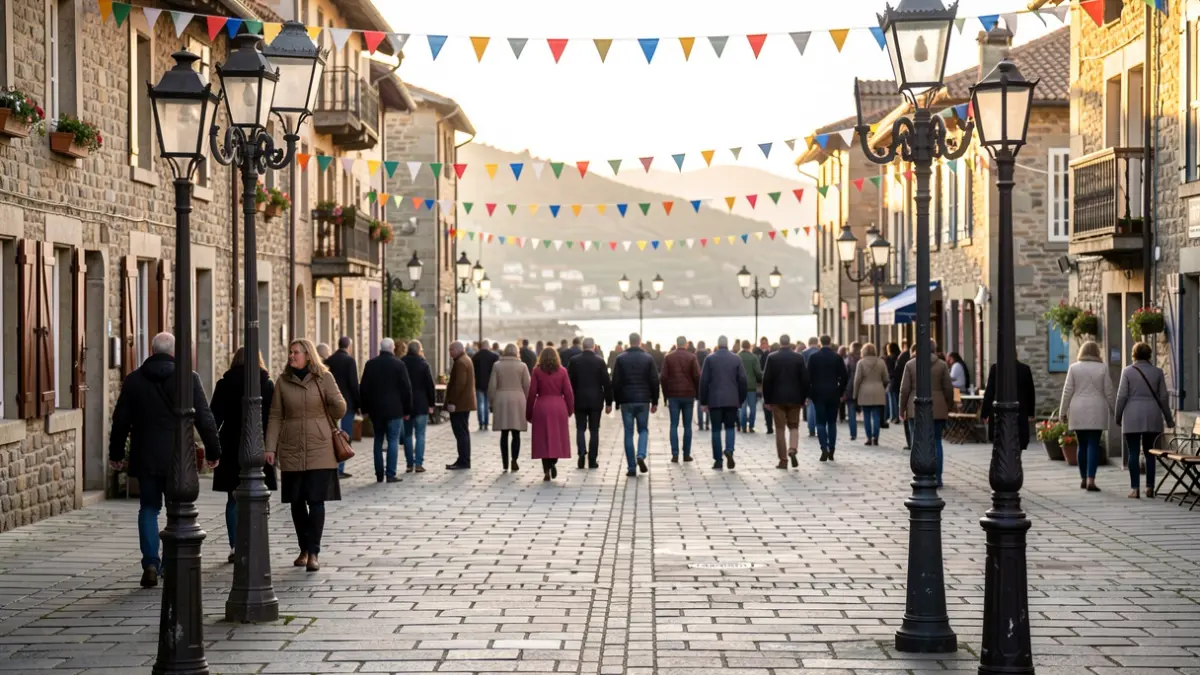 Atmosphere at Ontziola square in Plentzia ahead of the new edition of the Itsas Martxa.
