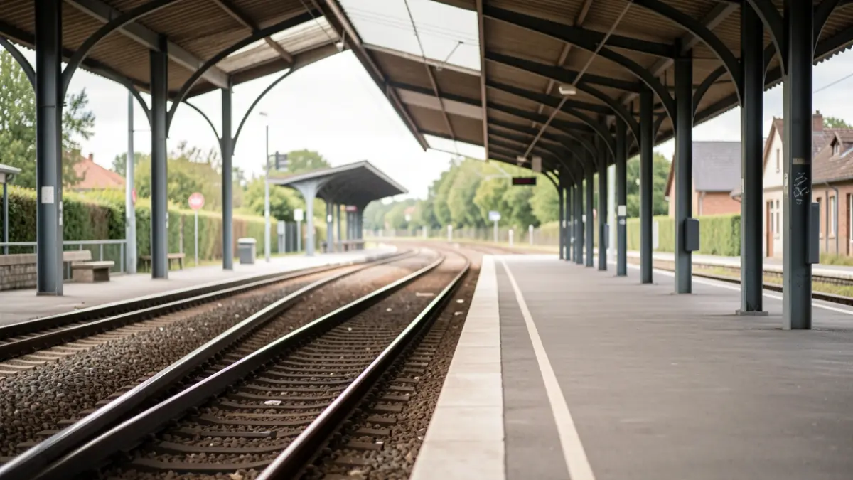 Imagen genérica de una vía y estación de tren.
