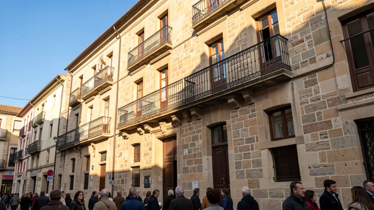 Fachada de un edificio histórico en el Casco Medieval de Vitoria-Gasteiz, escenario del evento UdaFest.
