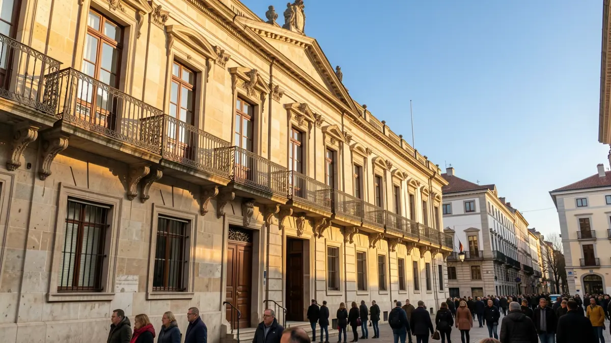 Fachada soleada del ayuntamiento de Vitoria-Gasteiz.
