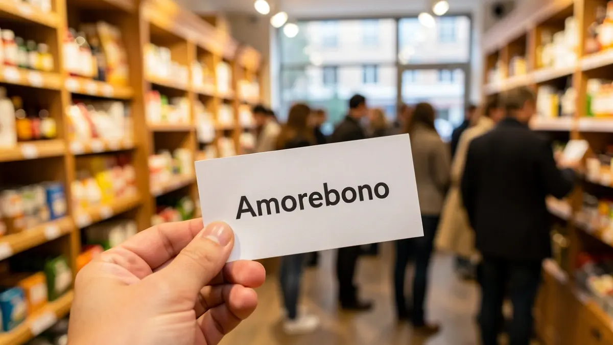 Imagen genérica de un bono de descuento con una tienda local al fondo.