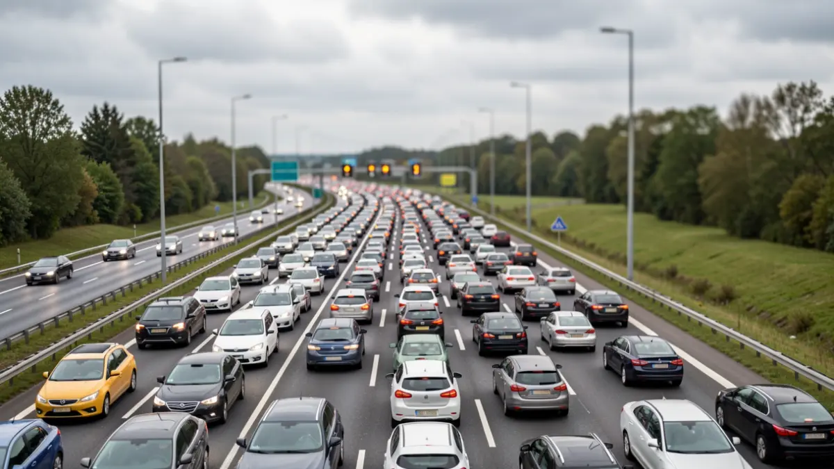 Irudi generiko bat auto ilara luzeekin.