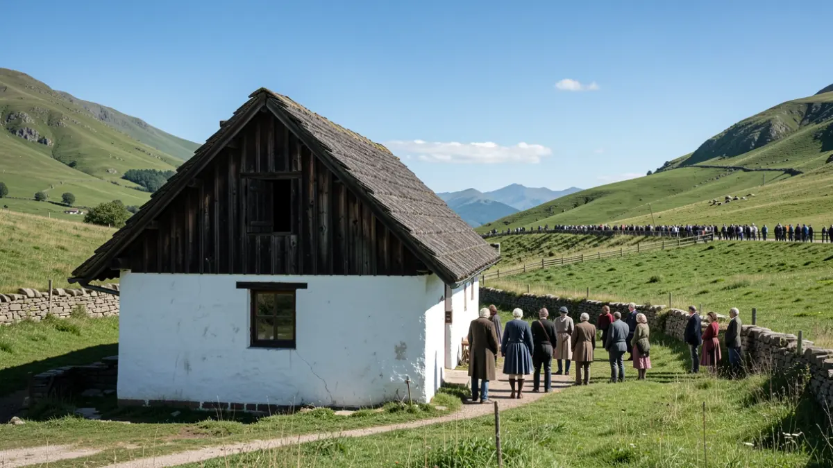 Generic image of a traditional Basque farmhouse on a green hillside.