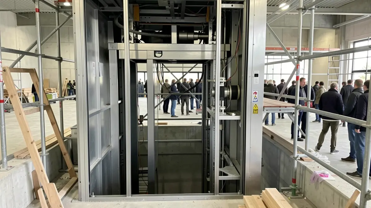 Imagen genérica: el hueco de un ascensor en obras dentro de un polideportivo.