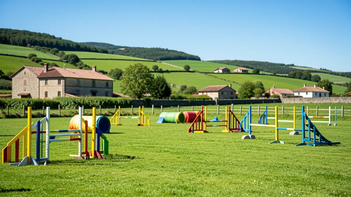 Generic image of an agility course in a natural setting.