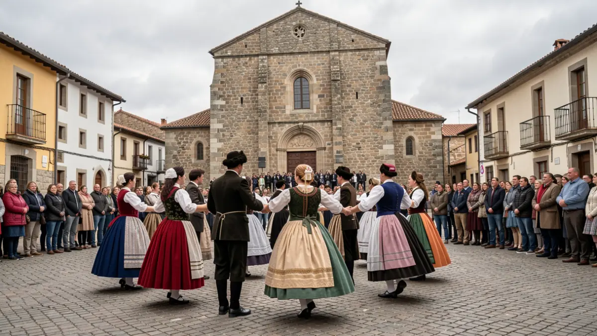 Imagen genérica que representa la plaza del pueblo y la iglesia de Berriz.