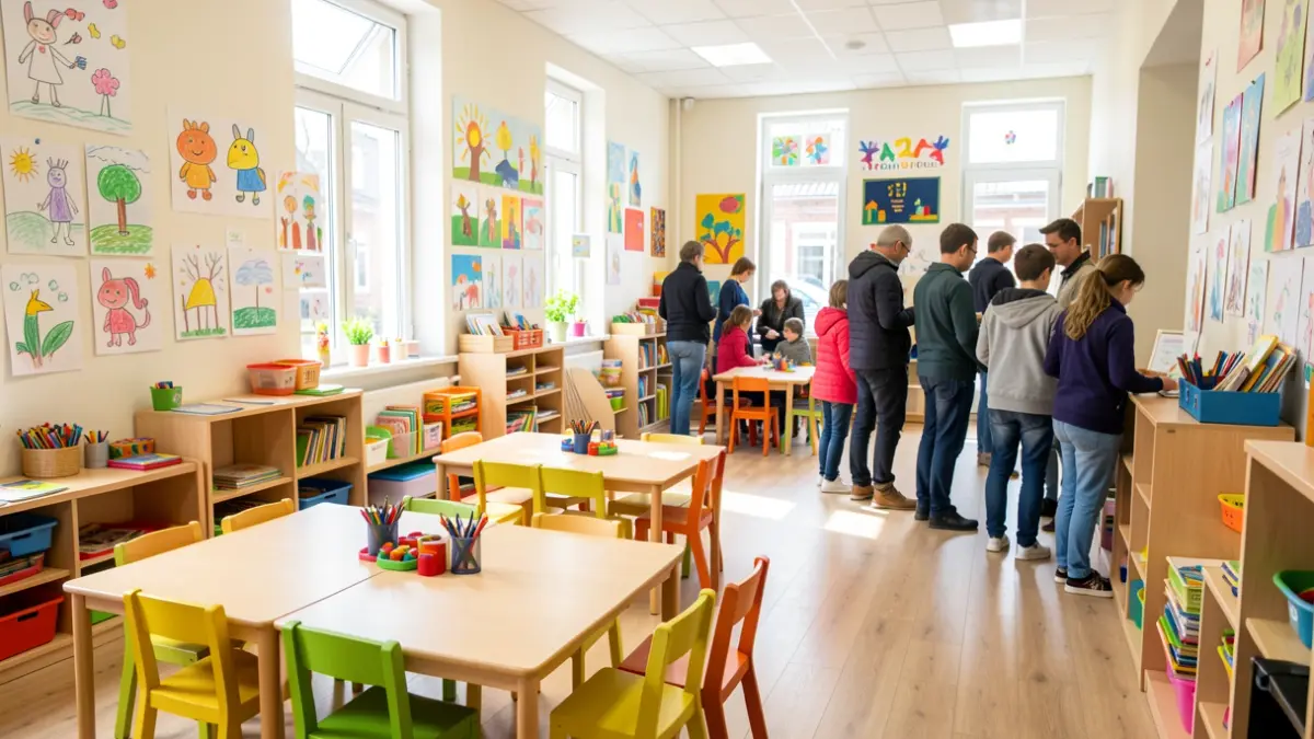 Generic image of a vibrant and welcoming Haurtxoko interior in Euskadi, featuring colorful drawings and natural light.