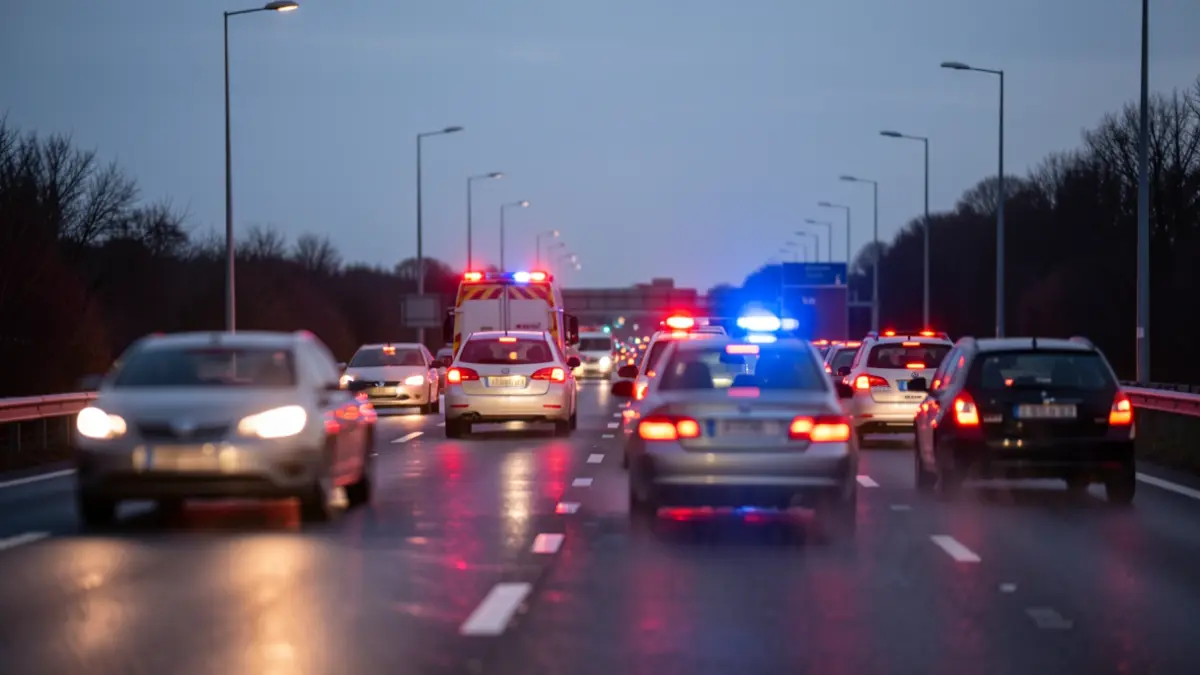 Imagen genérica: congestión de tráfico y luces rojas y azules.