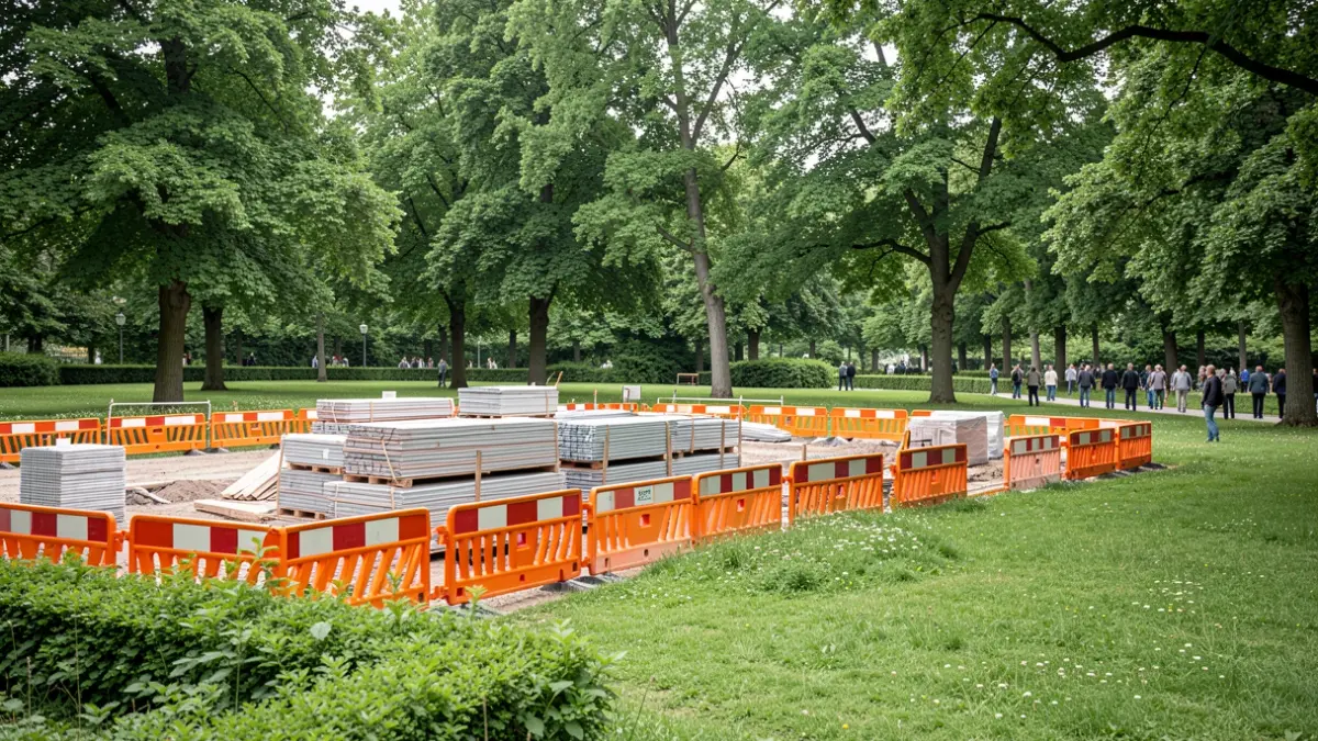 Materiales de obra en el parque de Artatza, en Leioa.