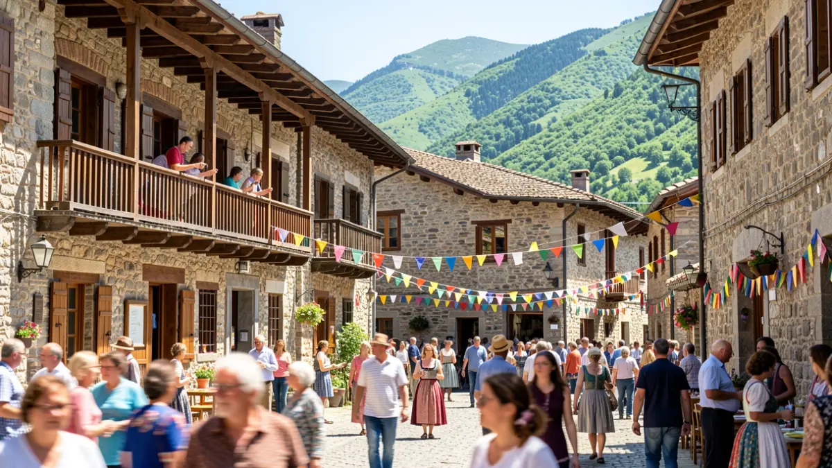 Generic image of a town square in the Basque Country during a festival.