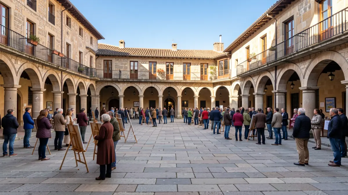 Generic image of a square where painters are creating their works.