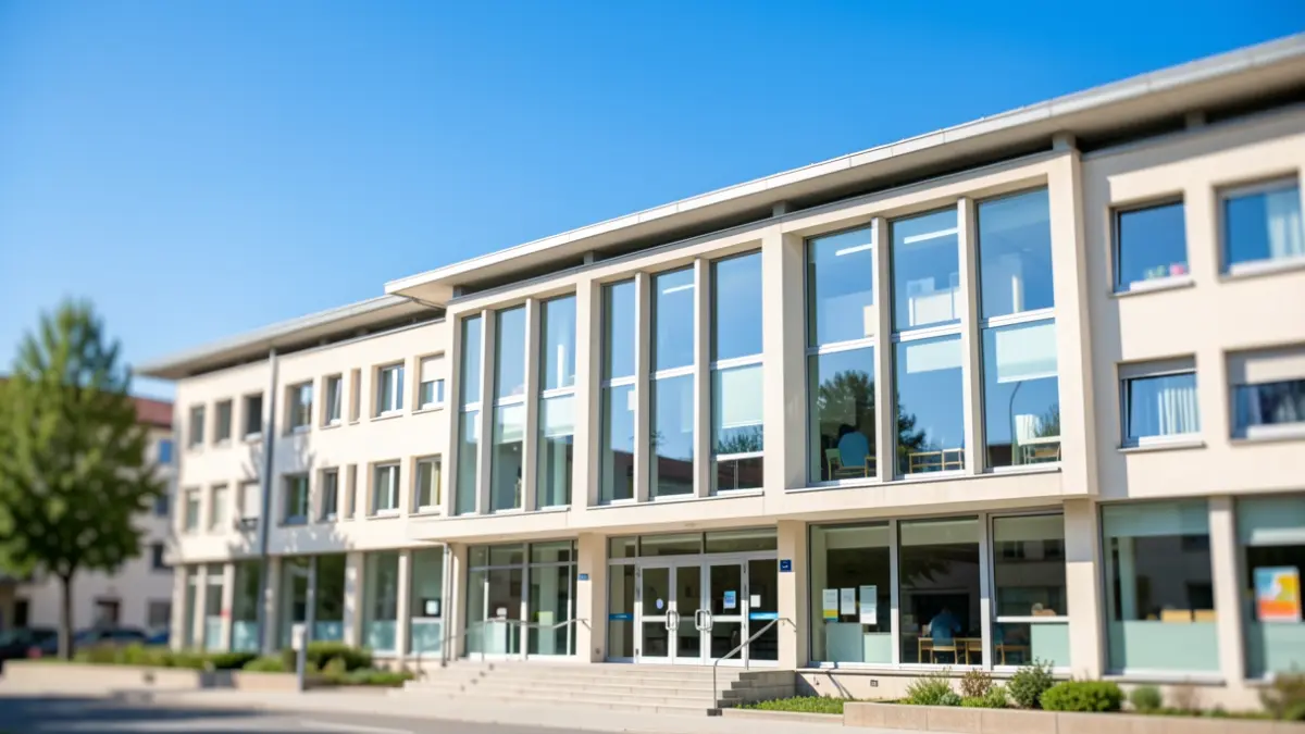 Generic image: Exterior of a modern Euskadi town hall with large windows and a clear blue sky.